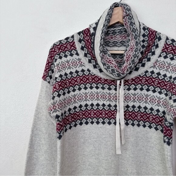 Eddie Bauer Womens Xsmall Fair Isle Nordic Cowl Neck Wool Blend Pullover Sweater - Picture 5 of 13